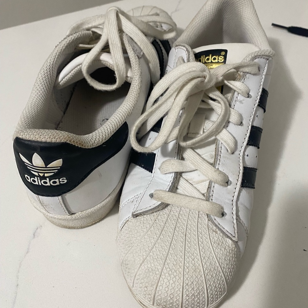 Adidas White and Black Athletic Shoes .. need to be cleaned